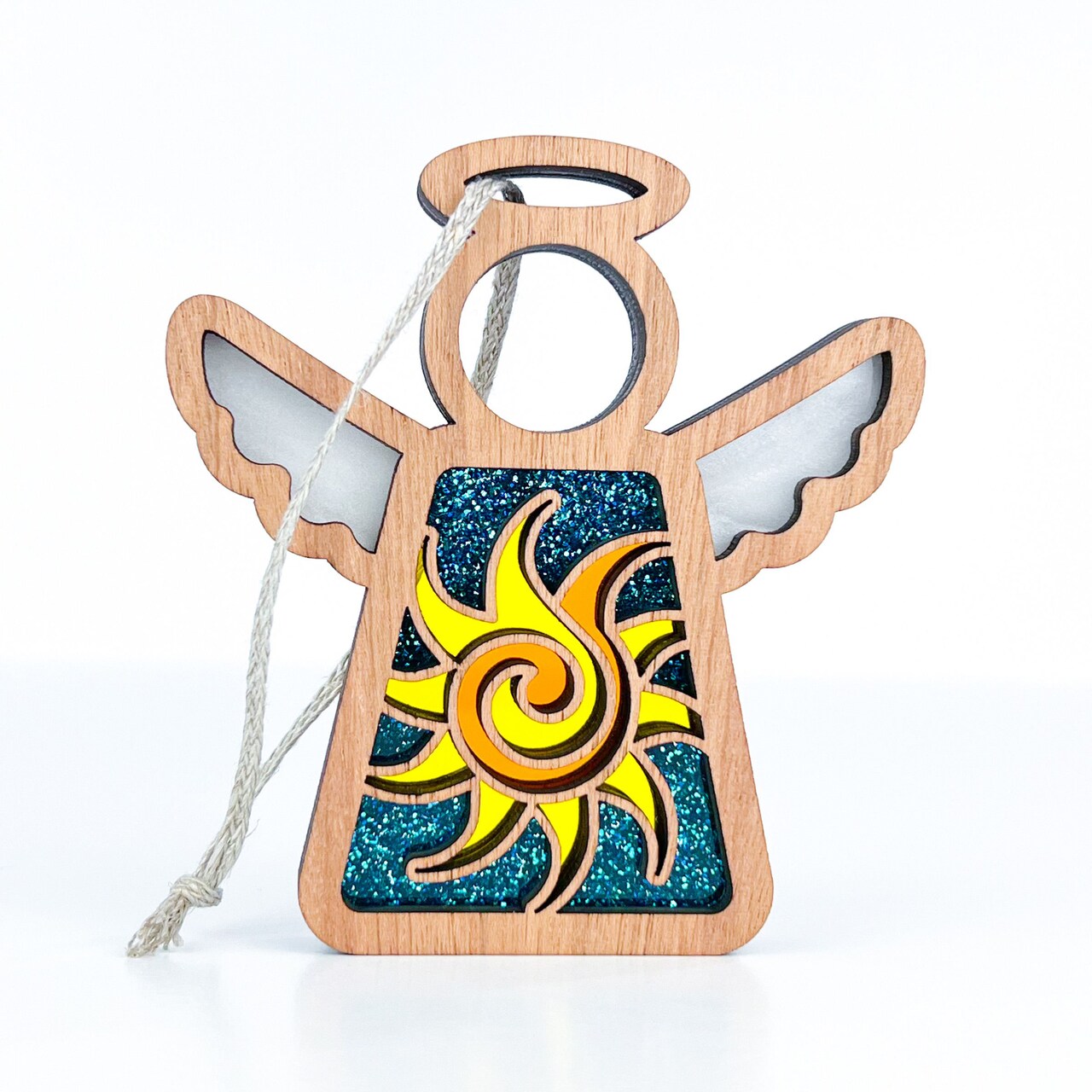 3.5" (H) Celestial Sun Ornament - Handcrafted in Texas - Mother's Angels® Christmas Angel Wings Figurine